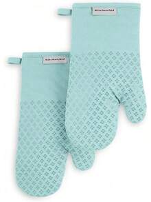 KitchenAid - Juego de Manoplas de Horno asteroide, 7 x 12.5 Pulgadas, Rojo Fuego, 2 Piezas - Azul Niebla - Ver 12