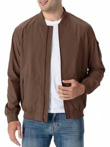 Rdruko - chamarra de bombardero ligera para hombre, estilo casual - Azul Marino - Ver 4