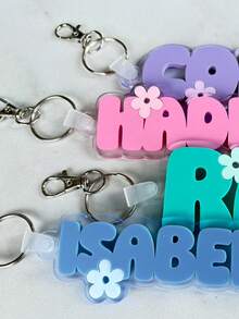 花朵背包挂牌，姓名吊坠，学校姓名牌，午餐包挂牌，女孩背包姓名牌，万圣节和圣诞节尿布包挂牌，舒适百搭，生日礼物