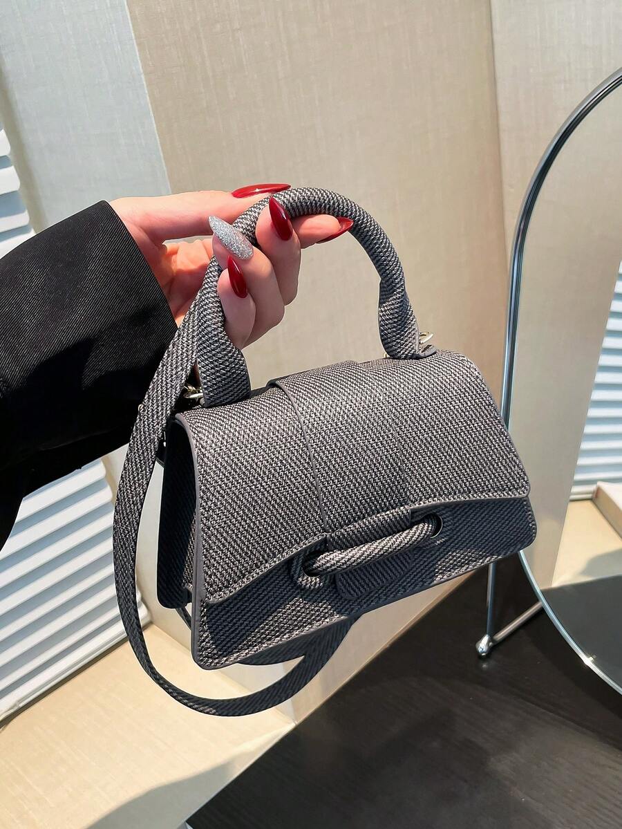 Solid - Colored Mini Women's Hand - Held And Cross - Body Bag - Fashionable Leather - Unique Design - Suitable For Fashion - Forward Women - An Ideal Choice For Daily Trips And Social Activities. - Grey - View 1