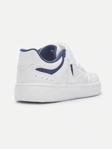 Balabala Kids Low-Top Canvas Sneakers 2025 New Breathable White Shoes - White and Blue - View 5