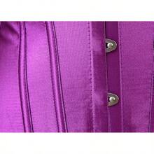 Women's Sexy Boned Overbust Shaper Push Up Bodysuit Lace Up Corsets And Strap Bustiers Top S-6XL - Màu tím - Xem 5