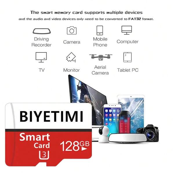 BIYETIMI Memory Card 32GB/64GB/128GB C10 Micro SD Card U3 Tarjeta Micro Sd TF Flash Card For Camera Android Phones Computer Switch