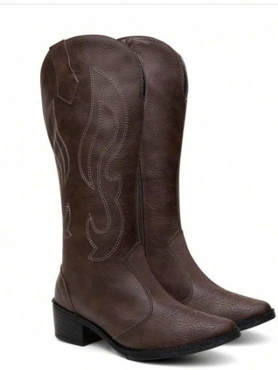 Women's Country Western Mid-Calf Embroidered Texan Boot - Óxido marrón - Ver 1