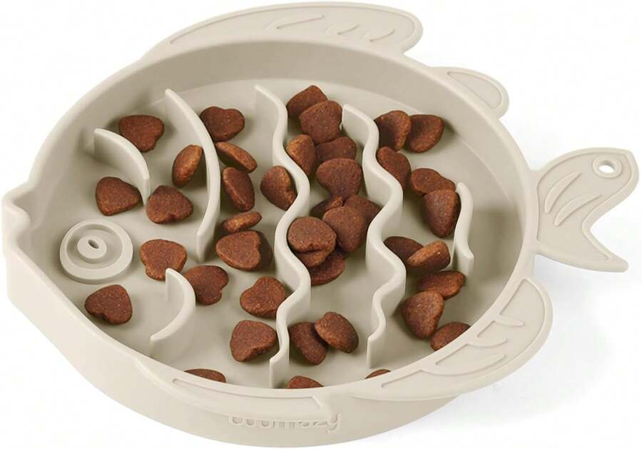 Coomazy Silicone Slow Feeder Dog Cat Bowls, Interactive Puzzle Toy For Pets Dry/Wet Food Training, Keeps Dogs Cats Busy, Prevents Puppy Kitty Overeating (Cyan, 1.4 Cup) - Màu be - Xem 1