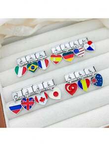 2025 New Fashion Modular National Flag Pendant Elastic Charm Italian Links Fit 9mm Bracelet Making Women DIY Jewelry - A - View 2