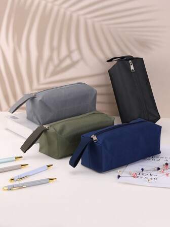 1/2 件，纯色铅笔盒，大容量铅笔袋，高品质，便携，适合学校和办公室，感恩节、圣诞节、生日万圣节装饰创意礼物，笔袋