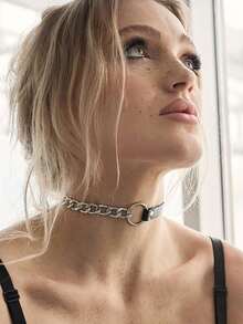 1pc Fashion Collar Punk Choker Rock Gothic Black PU Leather Tassels Harajuku Studded Necklace Bondage Bell Party Jewelry Accessories - Black - View 4