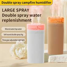 600mL Mini Air Humidifier Silent 7 Color Luminous Bonfire USB Dual Jet Essential Oil Aromatherapy Spray Purify Office Home Bedroom