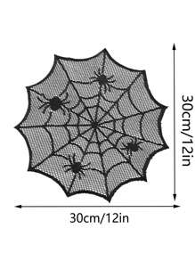 1 pezzo di Tappetino da tavola/Tovaglia nera a ragnatela per feste orrore di Ognissanti, tavolo da pranzo, decorazione del camino, Natale