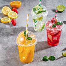 200 PACK 12oz Clear Plastic Cups, Disposable Cold Drinking Cups, 12 Ounce Clear Cups With Dome Lids With Holes For Smoothie, Milkshake, Bubble Tea, Parfait - 清除 - 查看 5