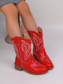 Herbst/Winter Neue Kinderstiefel, bestickte spitze Chunky Heel leichte modische Ankle Boots, geeignet für Mädchen Outdoor, Party, Veranstaltung