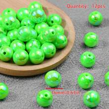 12 Stück 16mm bunte Kaugummi-runde Acrylperlen - dickwandige lose Kunststoffperlen, geeignet für DIY-Schmuckherstellung und Schlüsselanhänger-Charms, Bastelzubehör, Dekorationsperlen