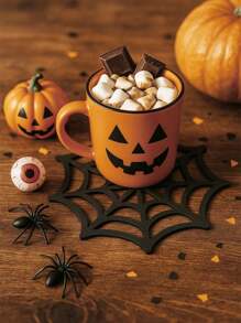 1 pièce Dessous de verre toile d'araignée noire d'Halloween - Tapis de boisson décoratifs noirs pour table, tasses à café, tasses citrouille - Dessous de verre d'Halloween pour fête, maison, cuisine, bar Décoration d'Halloween Décoration d'automne Décoration de chambre Décoration d'automne