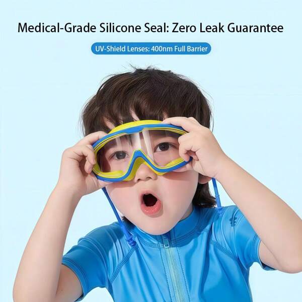 1pc Anti-Fog Swim Goggles, Large Frame, Essential For Swimming