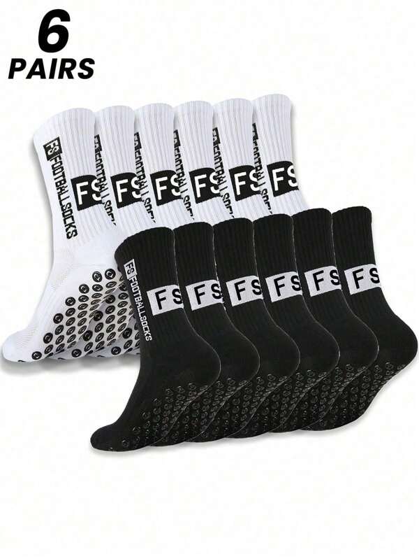6 Pairs Football/Soccer Socks For Men, Short Tube Thickened Terry Towel Low Long Tube Couple Anti-Slip Socks, Mid-Calf Sports Socks, Durable