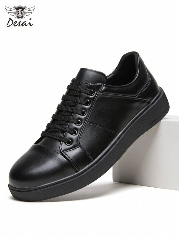 1 paire de chaussures simples et décontracté pour hommes de la marque Xia, avec lacets. Chaussures plates Oxford mode, polyvalentes et respirantes pour hommes