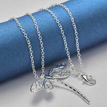 Charm 925 Sterling Silver Plated 16/18/20/22/24/26/28/30 Inches Big Dragonfly Pendant Necklace For Women Fashion Fine Neck Chain Jewelry Birthday Wedding Gifts - Silver - View 5