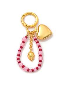 1pc Fashion Keychain Sun Pollen Colored Heart-Shaped Cherry Strawberry DIY Handbagcrossbody Bag, Car Keychain Decoration Can Be Freely Matched. Plated With 18K Gold, Suitable For Giving To Mothers, Wives, And Girlfriends. - Multicolor - View 10