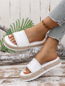 2025年新款女士平底拖鞋，时尚百搭女士鞋 - 白色 - 查看 2