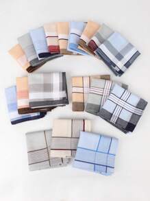 12 Packs Of 40cm Classic Men's And Women's Absorbent Plaid Handkerchiefs, Comfortable And Soft Small Square Handkerchiefs For Wiping Sweat, The Best Gift For Friends