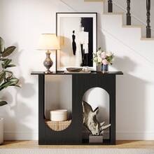 Tribesigns 39.4'' Black Console Table, Narrow Sofa Table Behind The Couch With Arched Design, Modern Foyer Console For Entrance, Hallway, Living Room, Corridor, Easy Assembly - Black - View 2