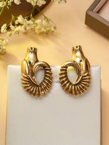 1 件复古公羊头镀金手链和 1 对公羊头个性耳环，独特的公羊头首饰套装，适合送给她、圣诞节、生日的礼物