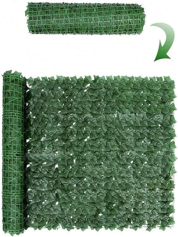 1/2 jeu de clôture écran en lierre artificiel, treillis de clôture avec des feuilles artificielles, rouleau de treillis de vie privée pour balcon, jardin extérieur, décoration murale, vert (peut être librement démonté et épissé)