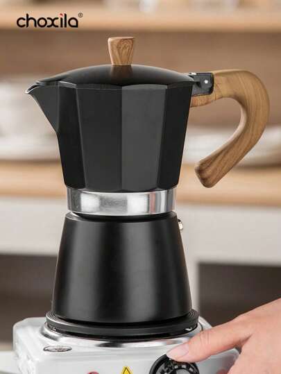 choxila 1pc Moka Pot, Stovetop Espresso Maker, Espresso Coffee Maker, 3/6 Cups Coffee Pot, Aluminium Stovetop Camping Espresso Maker, Coffee Tool For Cappuccino Or Latte Back To School