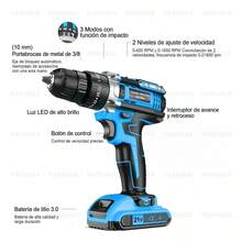 Rotomartillo Taladro, Esmeril Angular Y Destornillador 3pzs - Azul - Ver 4