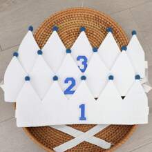 Handmade 1st Birthday Party Decorative Hats, Cute Birthday Crown Party Pom Pom Hats In Pink, Blue, White, Green, Macaron, Orange, Handmade