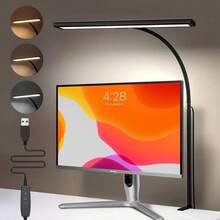 Yogle 1pc LED Desk Lamps For Home Office Tall Desk Light With Base Flexible Gosseneck Adjustable Height 5-Level Dimmable Brightness & Color Architect Lamp For Working Reading Crafting Study Black