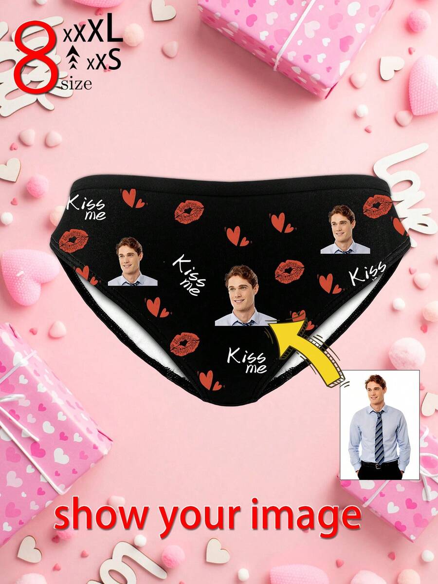 Customized Exclusive Photo Women's Bikini Underwear, Women's Panties Sexy Shorts, Mother's Day Gifts For Mom, Valentine's Day Gifts For Girlfriend, Anniversary Gifts, Valentine's Day Gifts, Couples Gifts, Birthday Gifts, Wedding Gifts, Anniversary Exclusive Gifts, 1pc,Bridallingerie
