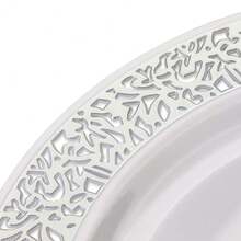 Disposable Wedding Dinnerware Set 303Pc/50 Guest Silver Premium | 50 Dinner Plates, 50 Dessert Plates, 100 Forks, 50 Spoons, 50 - Multicolor - View 3