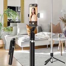 70'' Extendable Selfie Stick Tripod With Wireless Remote & Light – Portable Phone Stand For Smartphones And Cell Phones - Black - View 10