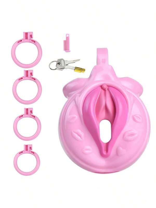 1 conjunto, Cadeado de Castidade, O Homem Representa a Mulher, Gaiola de Pênis, Dispositivo de Castidade Masculina com 4 Anéis, Brincadeira de Papel, Brinquedos Sexuais para Casais, Brinquedo Sexual Adulto Masculino