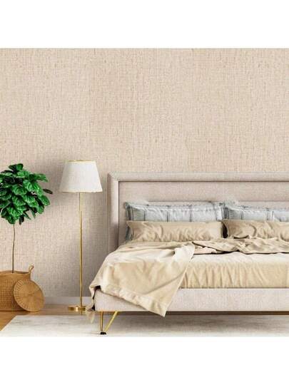 Roll Of Beige Grass Cloth Texture Contact Sticky Wallpaper, Artificial Linen Retro Paper, Self Adhesive Movable Vinyl Peel Stick Cabinet Bookcase Home ation, Background Wand DIY ation,Room ,Boho Paper Stickers Wallpaper Bathroom view 5