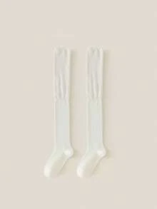 1/4 pary damskich skarpetek za kolano, w jednolitym kolorze, cienkich i długich, wygodnych, z wysokim łączeniem rurek, uniwersalnych, czarno-białych, Y2K