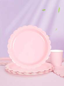 Bộ 10 chiếc đĩa giấy màu hồng, cốc và khăn ăn, đồ dùng tiệc màu hồng nhạt, bao gồm đĩa hình vỏ sò, cốc, khăn ăn, bộ đồ ăn cho tiệc mừng em bé, tiết lộ giới tính, tiệc cô dâu, tiệc cưới, tiệc sinh nhật, dã ngoại gia đình - Hồng - Xem 3