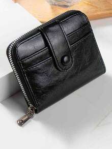 1 Stück Strukturierte Geldbörse für Herren, Business Kurz-Brieftasche mit Bi-Fold, kompakten Multi-Kartenfächern, multifunktionaler Kartenetui - Braun - Übersicht 2