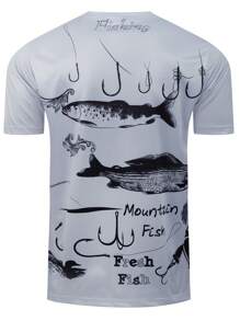 Fisching T-Shirt mit kurzen Ärmeln, Herren Anglerbekleidung, UPF 50 Sommersonnenschutz, Outdoor Sport Fisching Hemden