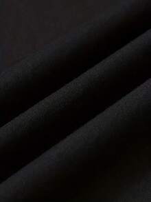 200g Pure Cotton Oversized T-Shirt Black SHISUI Graphic Print Machine Washable - Black - View 5