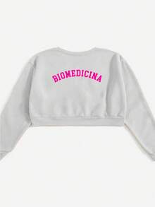 Cropped Moletom Inverno Biomedicina Laboratório Rosa Profissão Graduação College - Branco - Visão 2