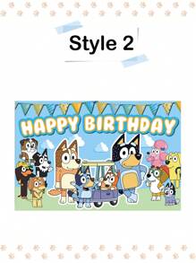 Bluey Bluey Birthday Background Cloth Decoration, Party Photography Cloth, Banner Poster, Photography Props, Perfect Party Birthday Decoration Background Cloth, Banner Photography Background, Birthday Party Decoration Photos, Booth Banner Props