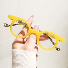 HAITONGCR Fashionable And Personalized Small Round Frame Anti Blue Light Spring Leg Reading Glasses, Fashionable Splicing Jelly Color Series, Suitable For Reading, Watching TV, And Watching Mobile Phones, With Glasses Case And Glasses Cloth - Trong suốt - Xem 10