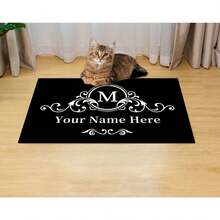 1pc 16"*24" 18"*30" Personalized Welcome Door Mat - Customized Family Name, Anti-Slip Silica Gel Bottom, Soft & Durable, Home Decor Back To School - Black - View 4