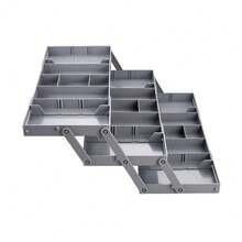 Living And Home Expandable Drawer Organizer (15*25*4.5-6.8cm) - Multi-Tier PP Storage Tray With Adhesive & Screws - Grey 3 Tiers - View 6