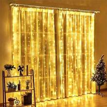 USB Powered Warm White Curtain Lights, 100/200/300/600 LEDs, 8 Modes Remote Control, Indoor Decor String Lights, Wall Mounted, Button Control, Suitable For Christmas, Wedding, Garden, Bedroom, Holiday Party Decoration