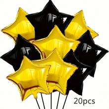 20 Peças Balões Estrela Preto e Dourado 18 Polegadas, Balões de Folha Dourados e Pretos em Forma de Estrela Pentagonal, Balões de Hélio para Festa de Aniversário, Formatura, Halloween, Desenho Animado para Decoração