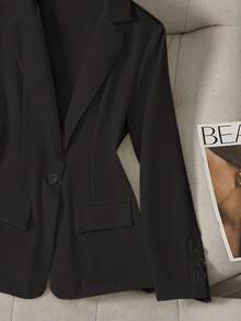 Women's Summer Solid Color Lapel Long Sleeve Single Button Casual Commuter Suit Thin Jacket